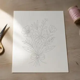 Risco floral pontilhado pronto para imprimir
