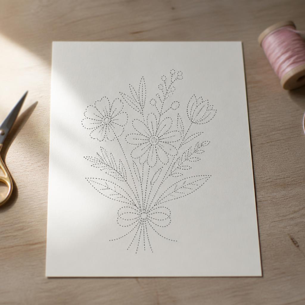 Risco floral simples, pronto a imprimir