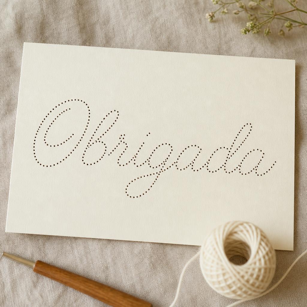 Risco da palavra Obrigada em letra manuscrita