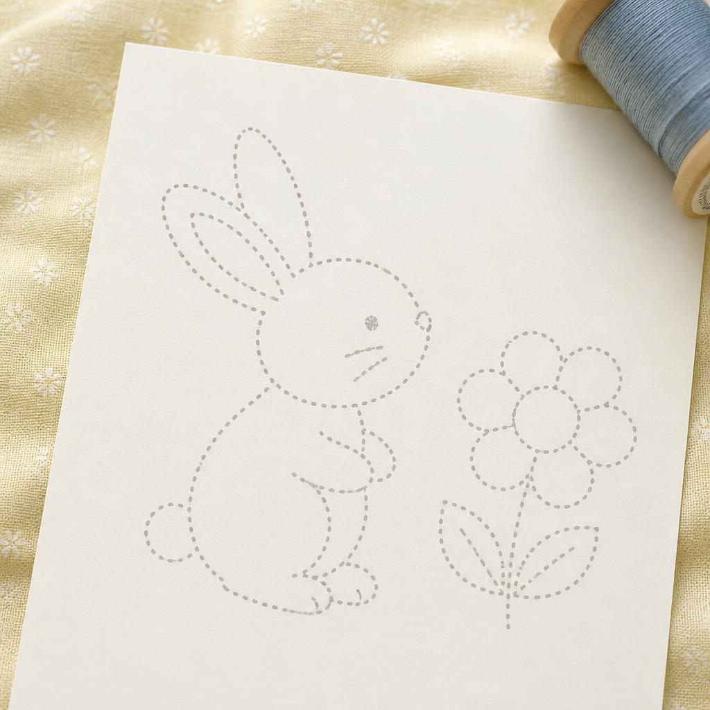 Risco infantil com coelhinho e flor