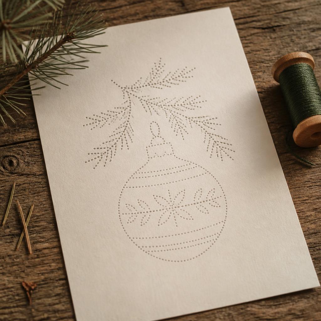 Risco de Natal com bola e ramo de pinheiro
